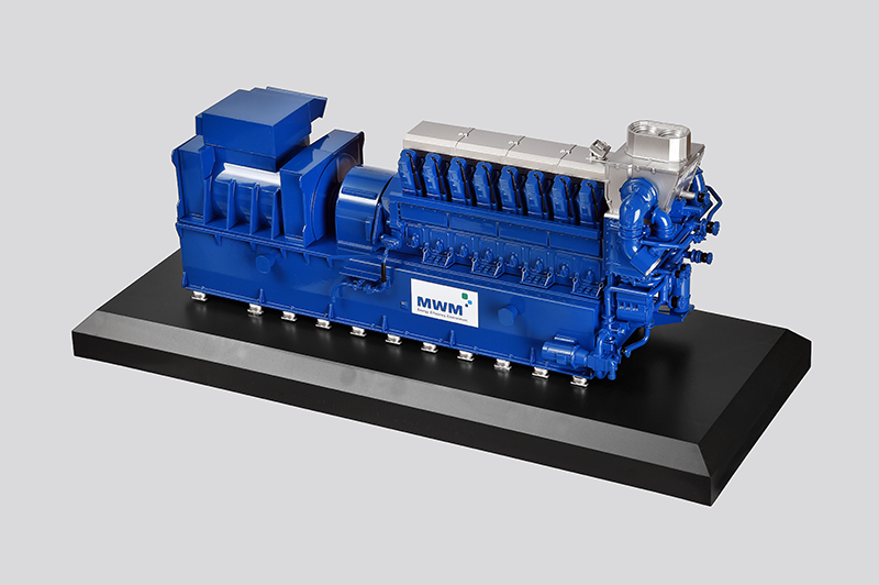 Детальное производство газового двигателя MWM типа TCG 2032 V16 по готовому образцу в масштабе 1:25.