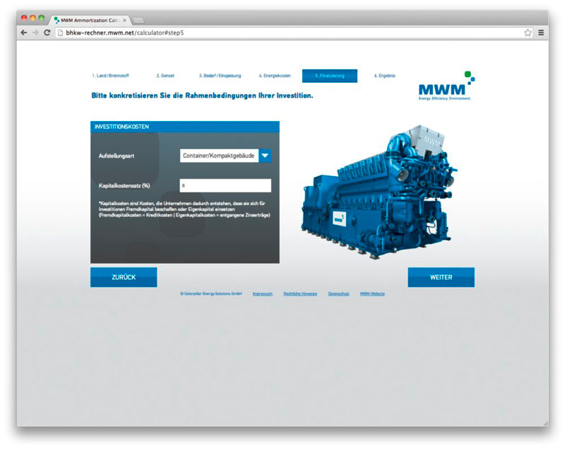 Калькулятор амортизации MWM – Данные по установке блочной ТЭЦ и по инвестициям